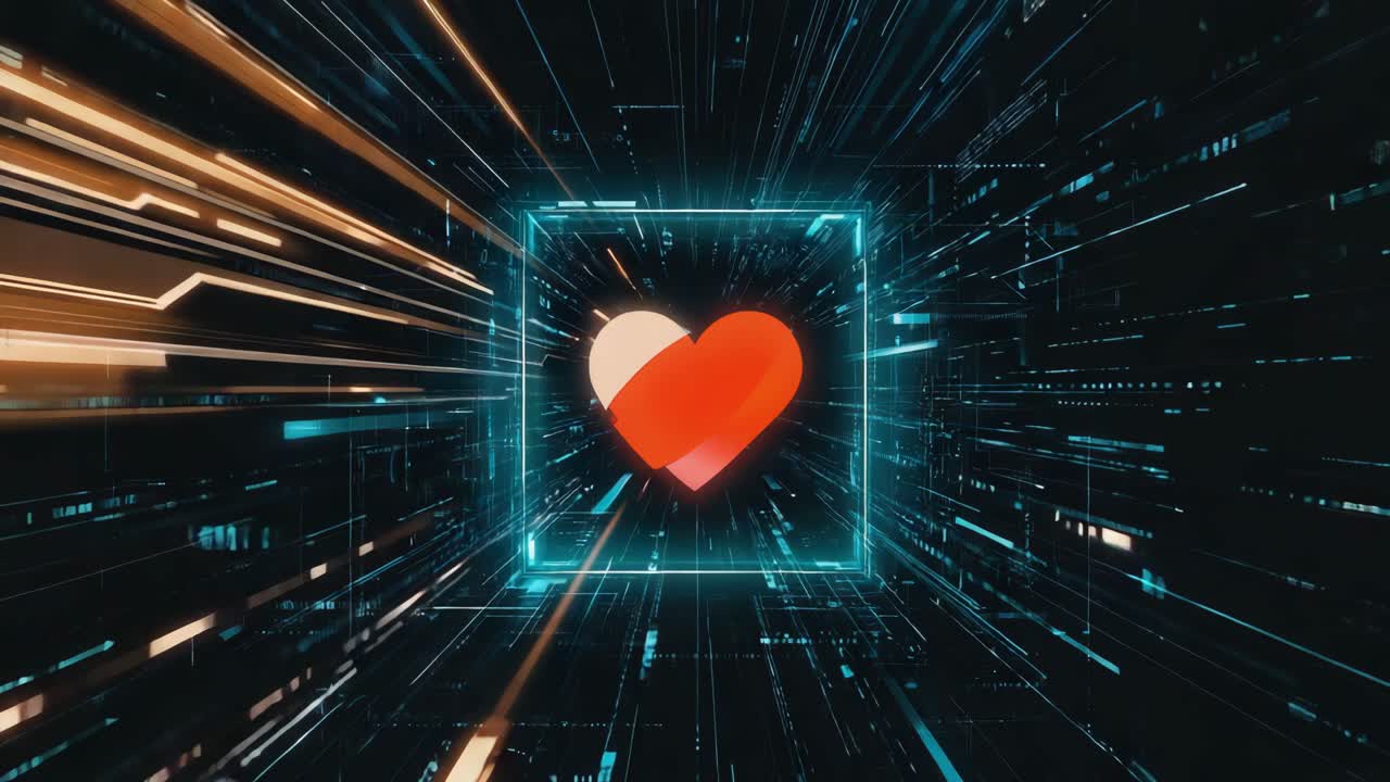 Digital Heart in a Futuristic Network Tunnel