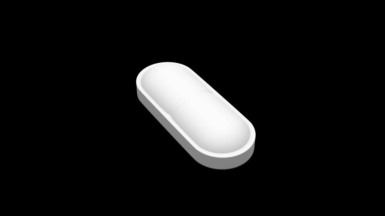 pastillas blancas aisladas giratorias. bucle sin costuras. canal alfa luma mate. 4k uhd. renderizado en 3d.