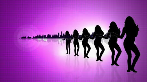 green screens next to dancing silhouettes