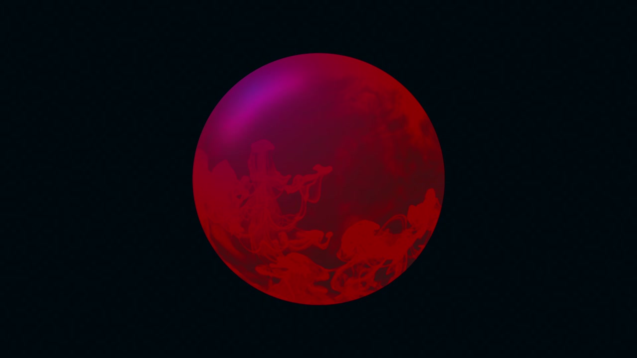 Red liquid raising in dark Crystal