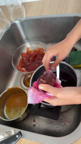 dyeing easter eggs in the kitchen