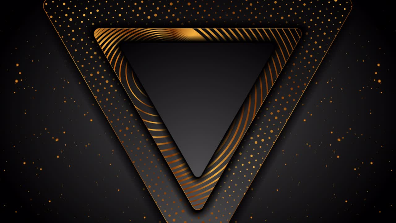 선형 장식 모션 디자인과 함께 검은색과 황금색 삼각형