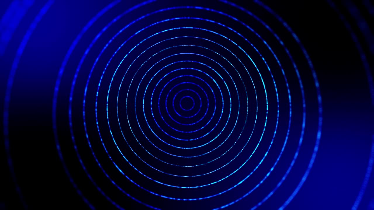4k fondo azul de ciencia ficción sin costuras con estructuras radiales, las partículas oscilan y se mueven suavemente, como elemento de gráficos de información en el panel de ciencia ficción hud. anillos 5