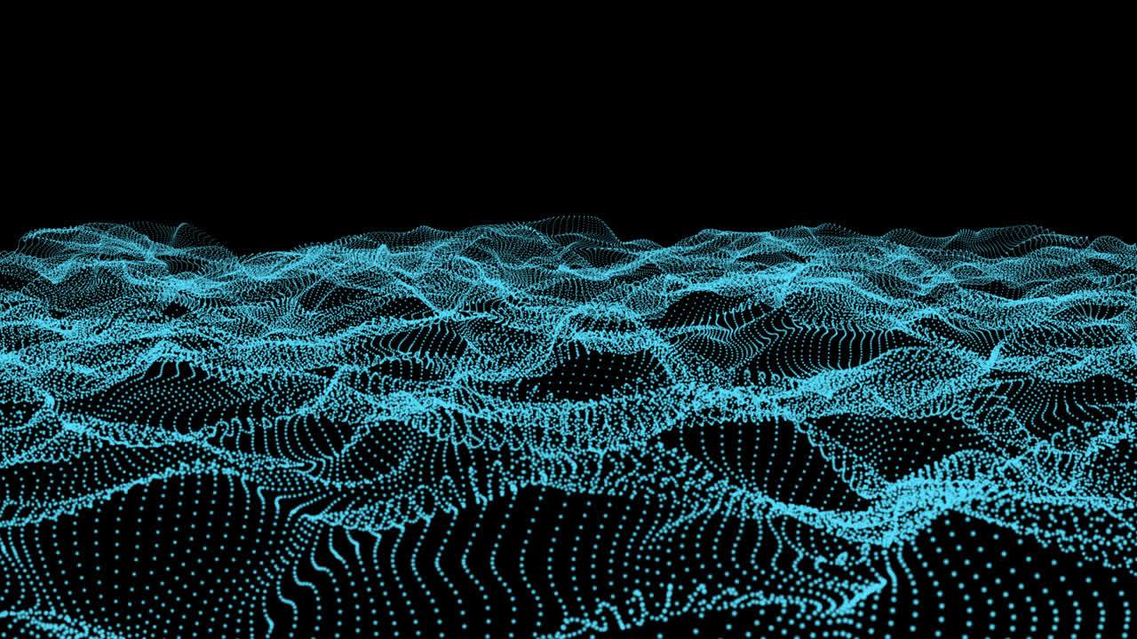 Abstract Digital Particle Wave, Animation Digital Data Cyber Or Technology Background