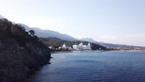 coastal resort view with mountains and ocean