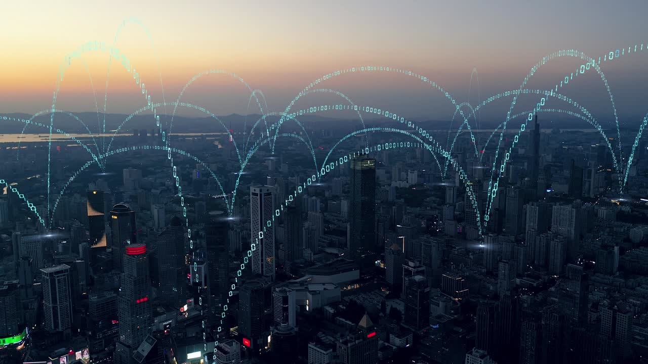 ciudad moderna con concepto de conexión de red inalámbrica