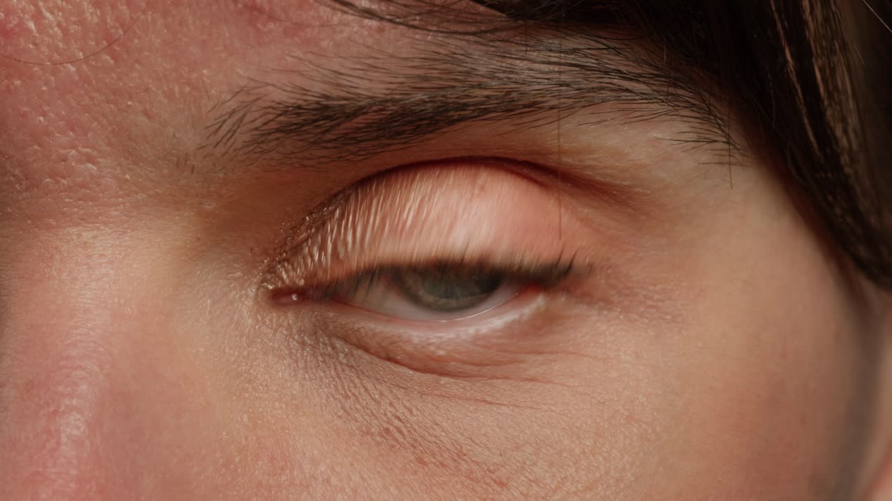 An indepth view capturing the details of a blue eye under natural light, highlighting its textures clearly