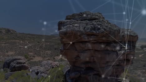 animación de redes de conexiones sobre el paisaje