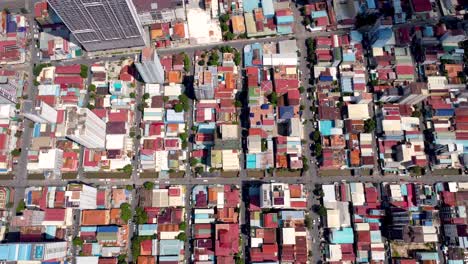 phnom penh cambodia residential neighbourhood southeast asia aerial top-down view