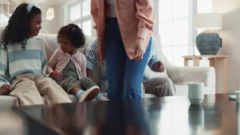 happy african american family sitting on the couch together