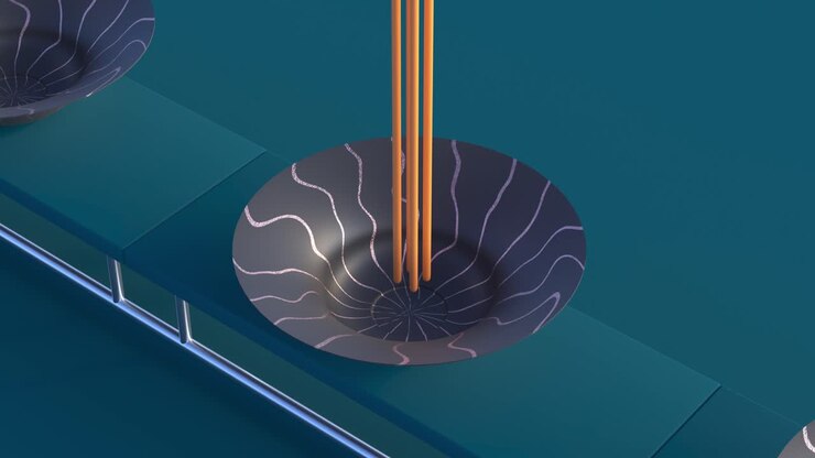 4K 3d animation. Looped animation video of spaghetti falling on colorful plates.