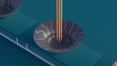 4k 3d animation. looped animation video of spaghetti falling on colorful plates.