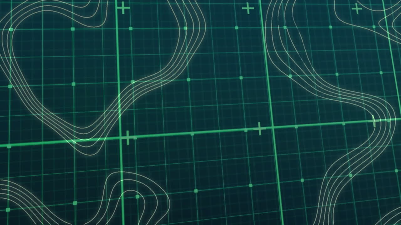 Showing elevation and terrain, topographic map lines over grid background