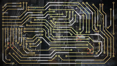 animation of network of connections over cityscape