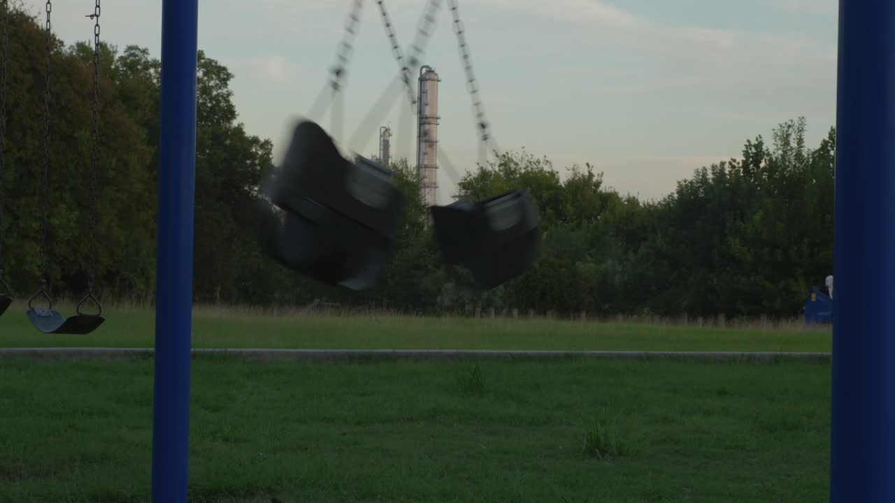 Establishing shot of Chemical Refinery Plant in Pasadena, Texas community