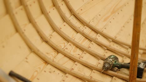 interior ribs of lapstrake boat - wood construction