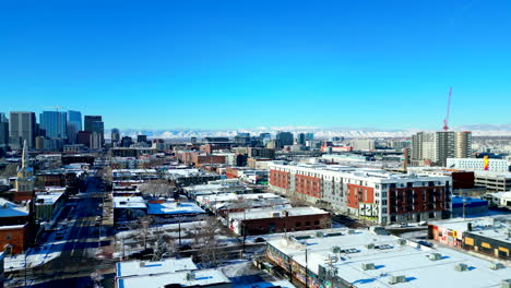 Denver-skyline-drone-shot-from-up-above-Denver's-RiNo-art-district