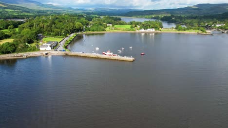 An-aerial-forward-4K-shot-of-Kenmare-Harbour-Marina-Co-Kerry-Ireland-looking-towards-the-North-East