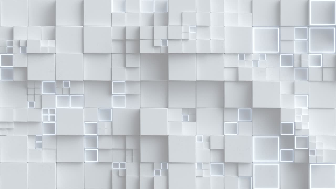 cubo blanco pared bucle sin costuras animación de renderizado 3d
