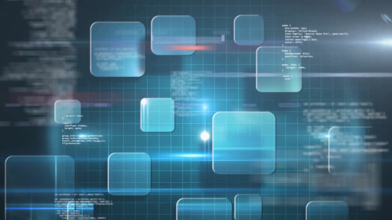 파란 사각형으로 데이터 처리의 애니메이션