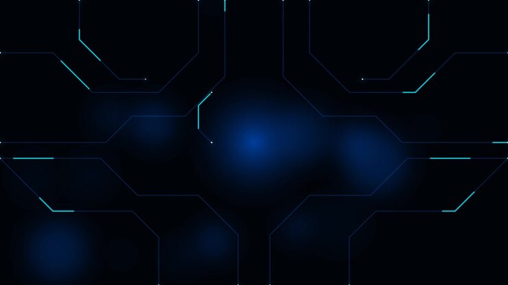 Sfondo astratto di circuito stampato digitale con luce blu brillante
