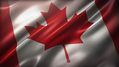 the national flag of canada, high-angle, perspective view, glossy, slow-motion wavering, rotated, sharp design, in focus