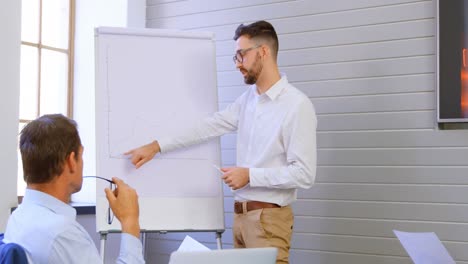 executives discussing over whiteboard in conference room 4k