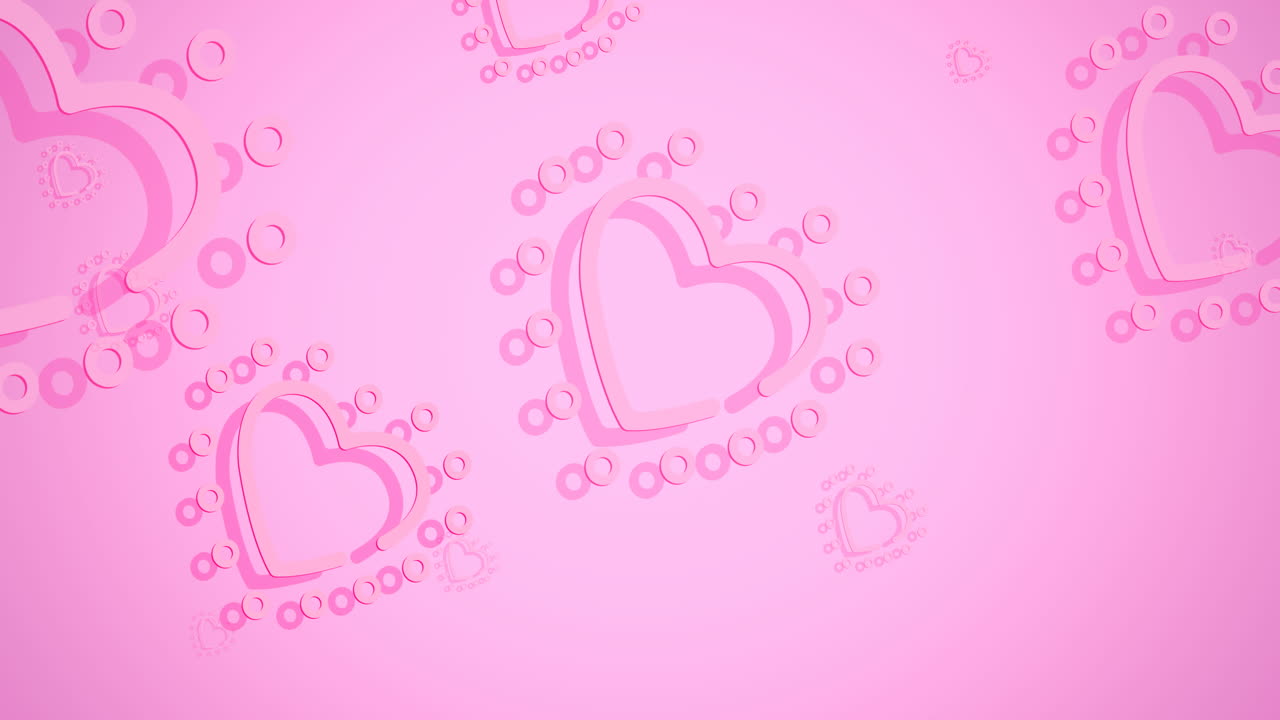 Animazione di cuori rosa che volano su sfondo rosa