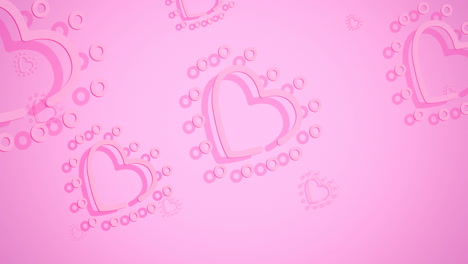 animación de corazones voladores rosados sobre un fondo rosado
