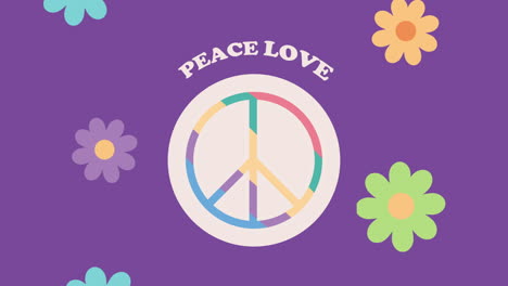 hippie peace love emblem animation