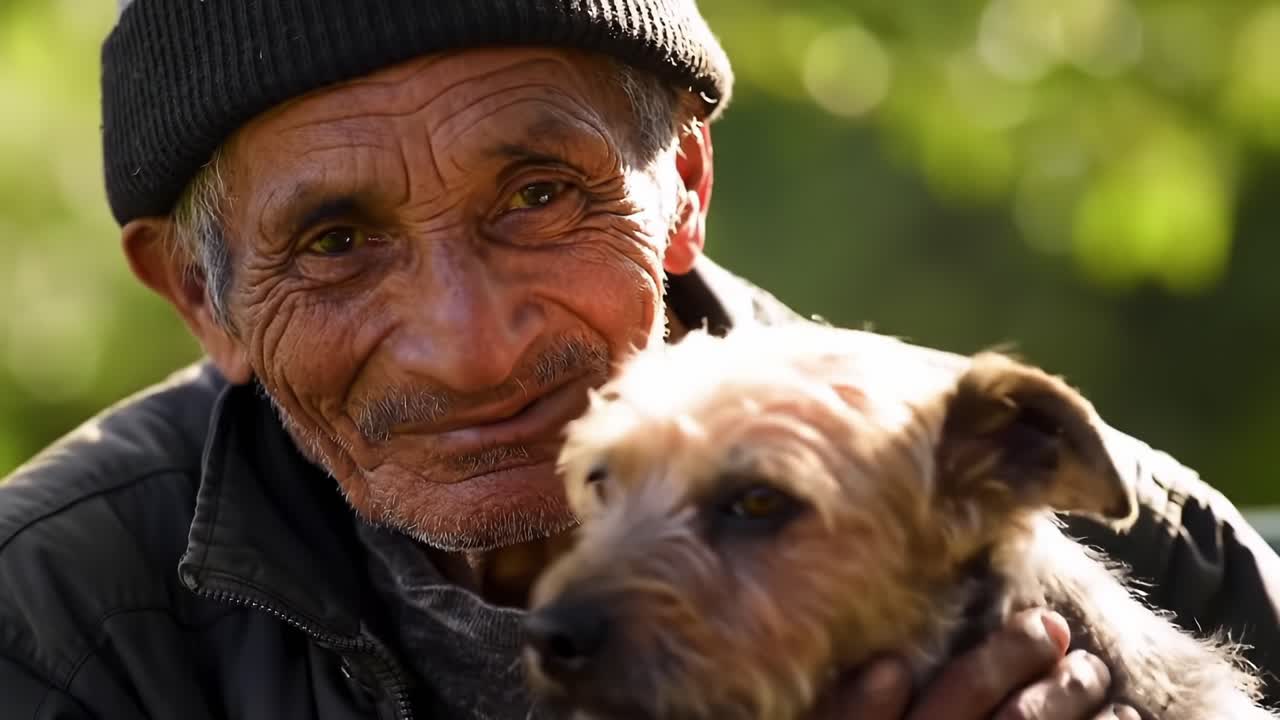 A Heartwarming Connection: An Elderly Man and His Beloved Dog Sharing Moments of Joy, Affection, and Companionship in Nature's Embrace
