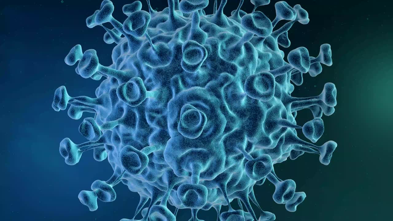vista microscópica de una célula infecciosa del virus sars-cov-2