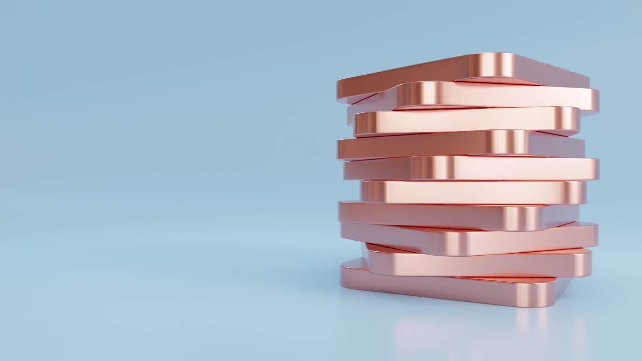 구리 판의 회전 스택 - 4k 원활한 루프 비디오