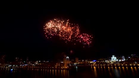 city fireworks display at night