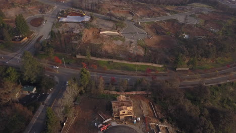 Drone-fly-over-of-burnt-out-neighborhood-rebuilding-after-California-wildfires