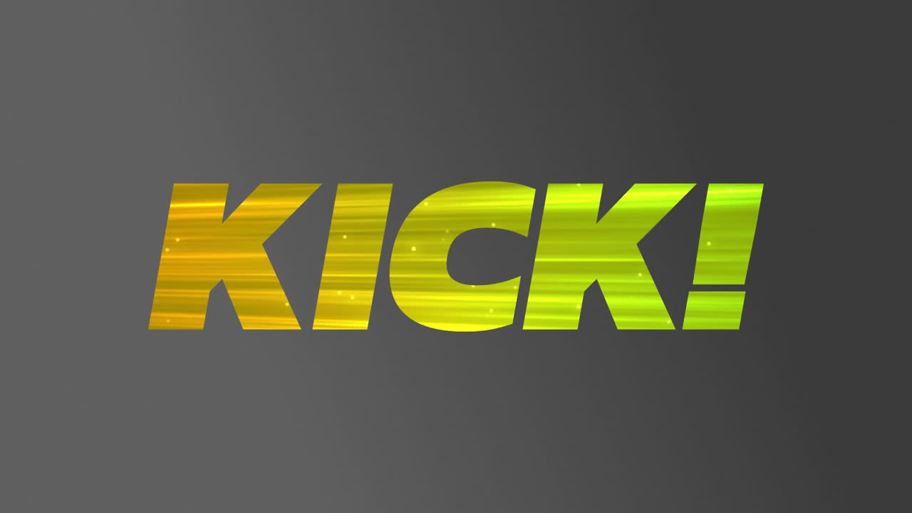 Animation of kick text over liquid grey background