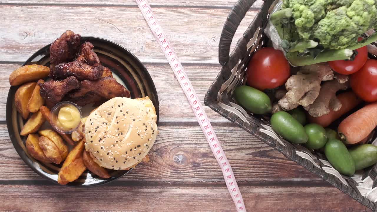 건강한 음식과 건강하지 않은 음식 선택