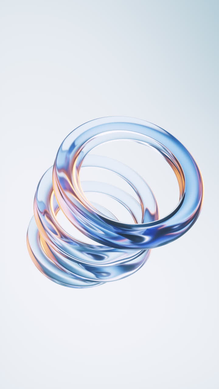 Transparent ring glass with vortex shape, 3d rendering