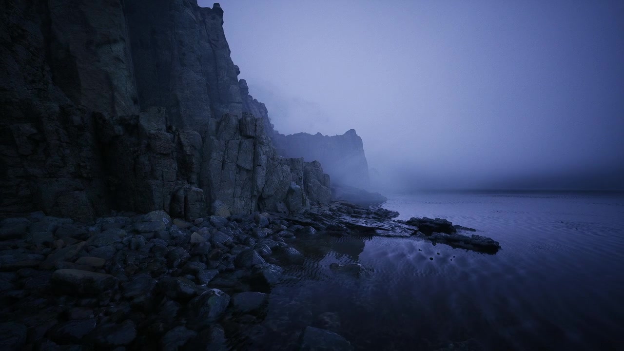 Reflections on tide pools among rugged basalt coast environment