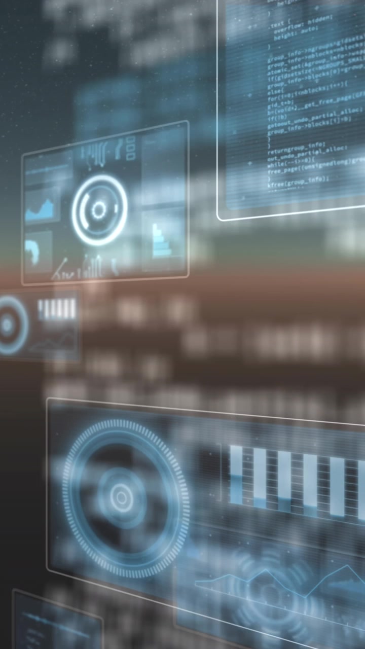 Animation of screens with scopes scanning and data processing