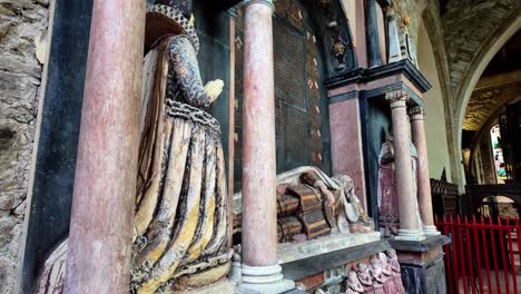 Ireland-epic-historic-locations-St-Marys-Church-of-Ireland-Youghal-cork,-fantastic-painted-memorial-from-the-16-century-preserved-in-the-church,-visitor-attraction