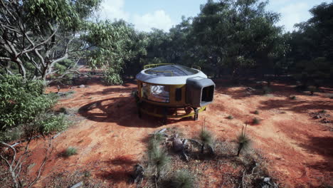 futuristic dome house in the woods