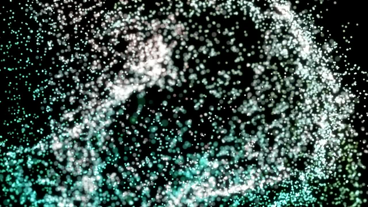 3차원 공간에서 움직이는 추상적인 부드러운 반이는 입자, 4k 해상도