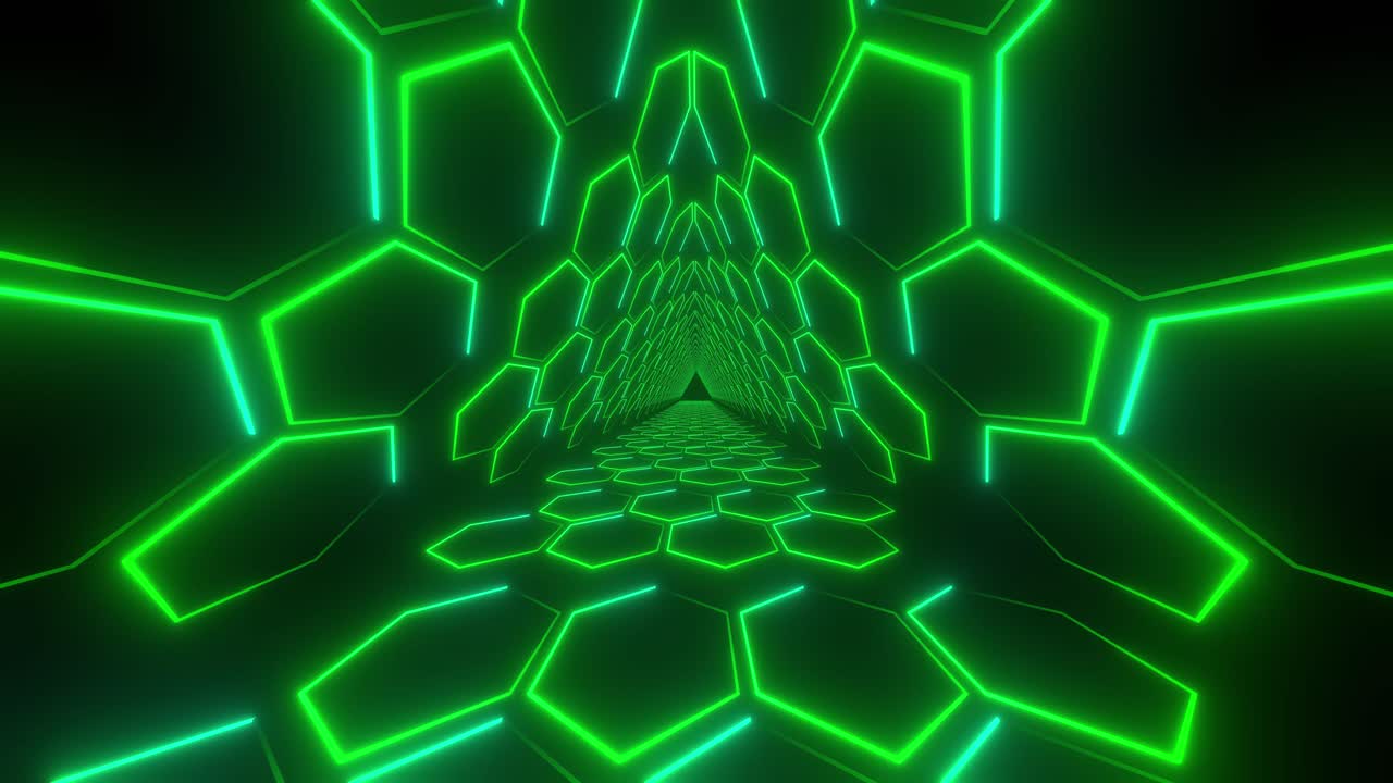 Neon Green Hexagon Tunnel
