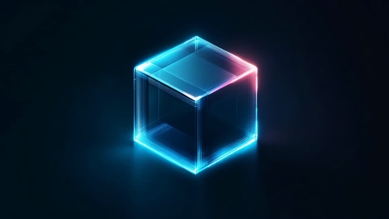 Neon Glowing Cube
