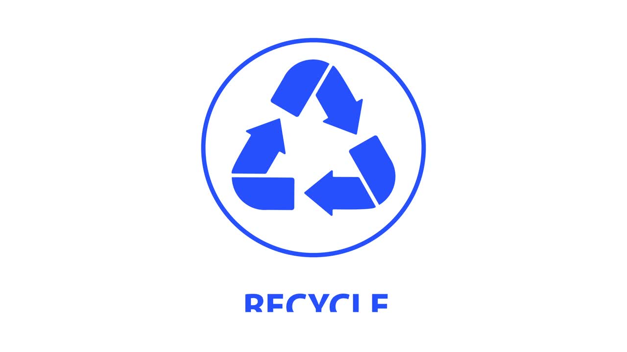 재활용 아이콘 애니메이션 - 하 바탕에 파란 화살표 - 재활용 텍스트