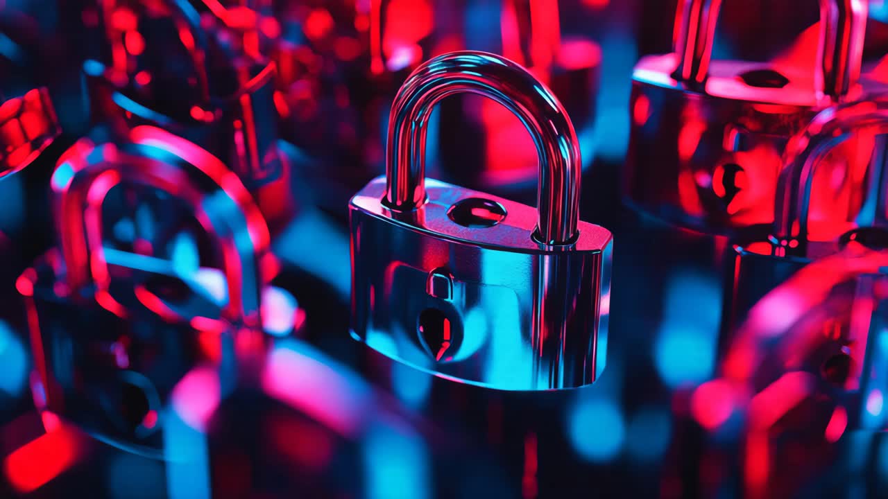 Padlocks in Neon Light