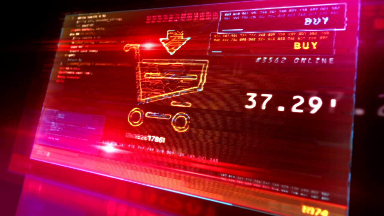 화면에 카트 기호가 있는 온라인 쇼핑