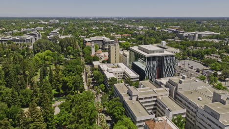 sacramento city california aerial v7 flyover n street capturing downtown cityscape in political district with government offices around state capitol building - shot with mavic 3 cine - june 2022