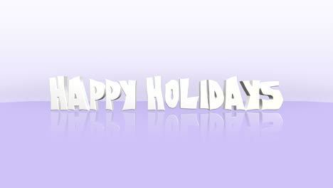 3d rendering of happy holidays in white letters on purple background with floating effect